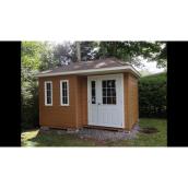Riopel Karina Garden Shed - L-Shaped - One Lockable Steel Door - Vented Soffit