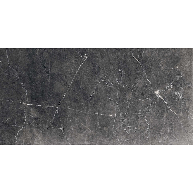 Carreaux de porcelaine pour plancher et mur noir marbré American Villa de 12 po x 24 po, 8/bte