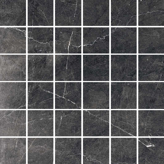 American Villa 10/Box 12-in x 12-in Black Veined Porcelain Tiles - 9.68 sq ft