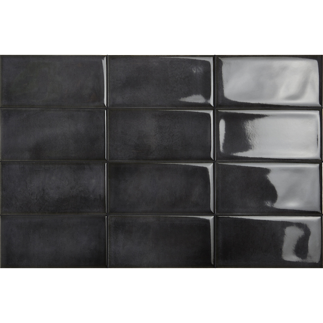 Iris Ceramica Be In Ceramic Tiles - 4-in x 8-in Black - Pack of 32