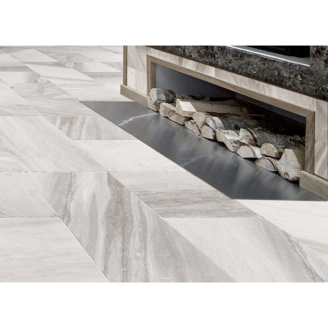 allen + roth Sovereign Stone 1 Pearl Porcelain Marble Floor and Wall Tile 12-in x 24-in