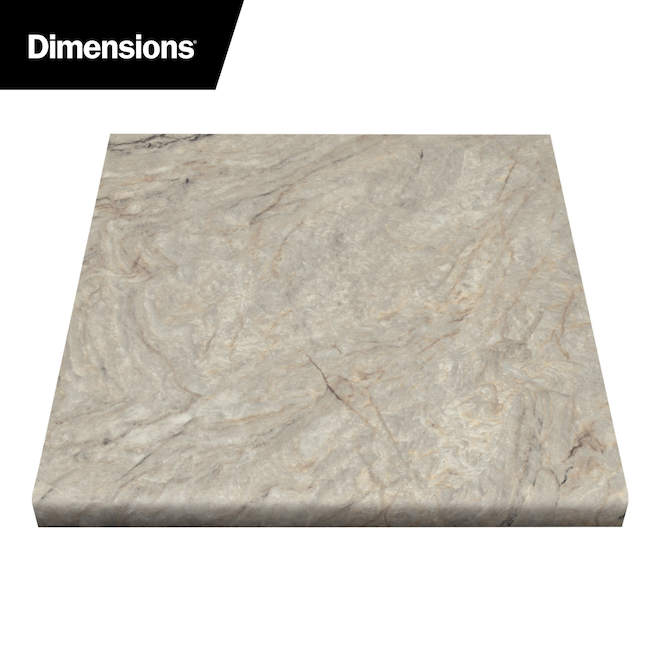 Comptoir moulé 2300 de Bélanger Laminés, quartz argenté, résistant aux taches, 8 pi L. x 25 1/2 po l. x 5/8 po é.