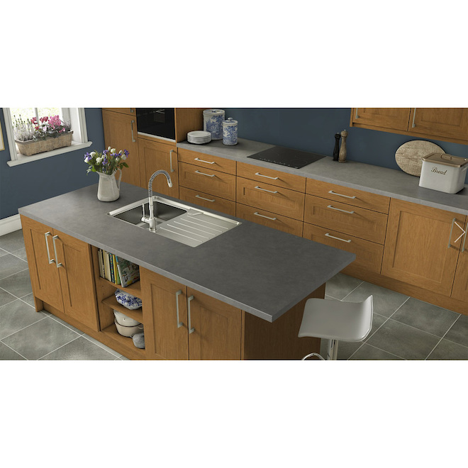 Belanger Laminates Wilsonart 8-ft x 25.-in Laminate Kitchen Counter Top - Soapstone - Integrated Blacksplash