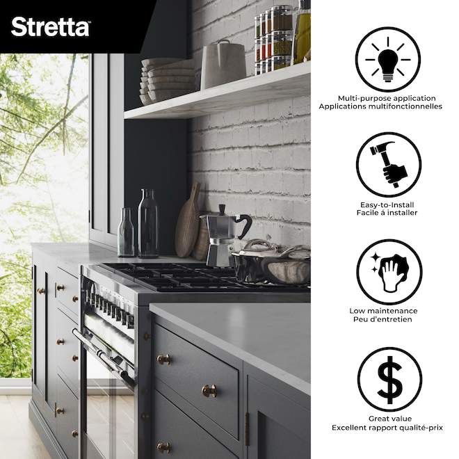 Comptoir de cuisine BL Stretta en stratifié droit de 72 po, gris