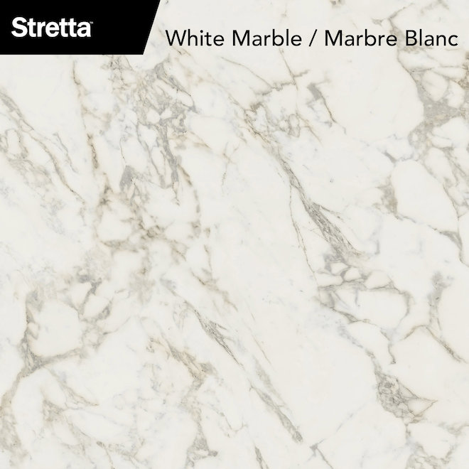 Belanger Laminates Stretta 72-in White Marble-Look Right-Hand Miter Laminate Kitchen Countertop