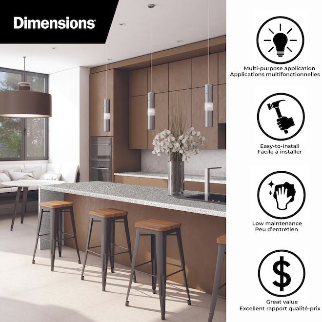 Comptoir de cuisine BL Dimensions de Bélanger Laminés en stratifié droit de 72 po, terrazzo