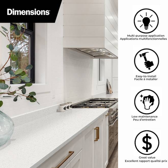 BL Dimensions 72-in White Straight Laminate Kitchen Countertop