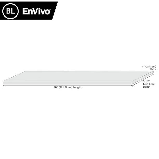 EnVivo Melamine Shelf 1 x 10 x 48-in - White Velvet