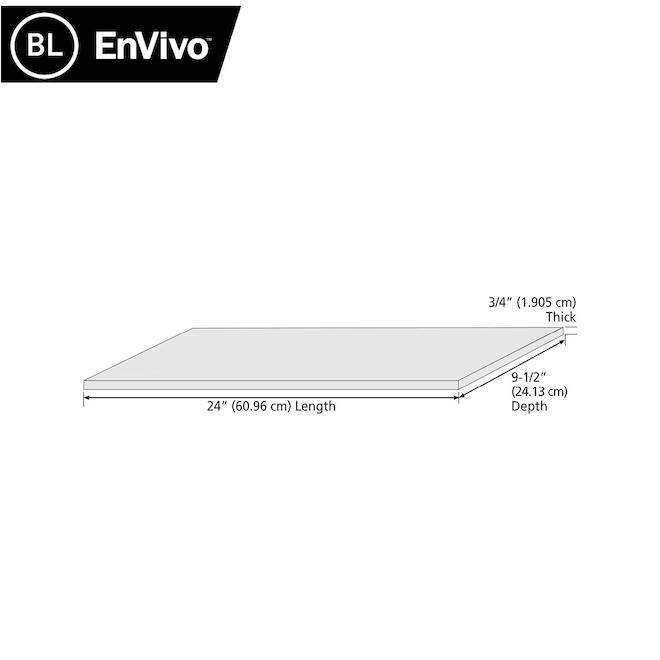 EnVivo Melamine Shelf 3/4 x 10 x 24-in - White Velvet Velvet