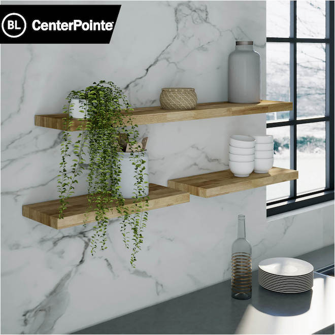 BL Centrepoint Floating Shelf in Hevea Wood 1.5 x 9.5 x 48-in
