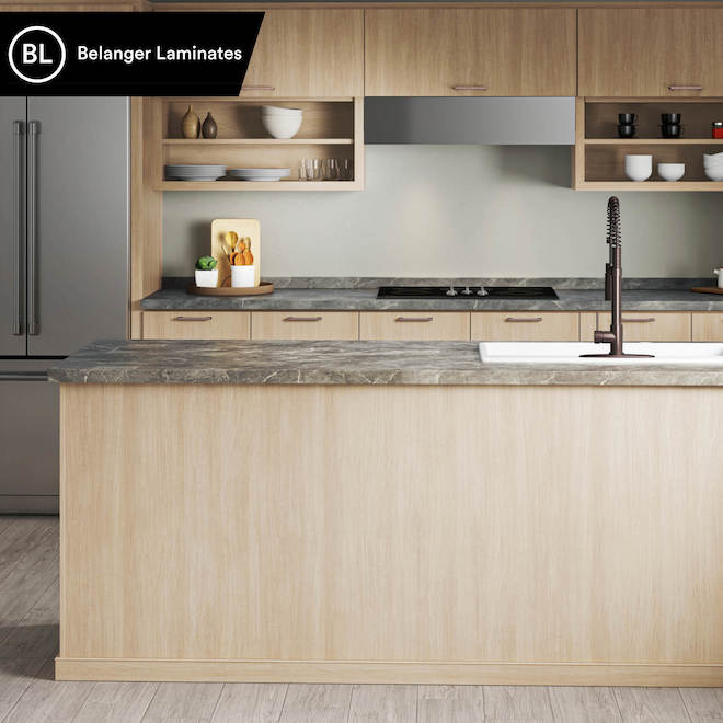 BL Dimensions Roca Bosco Laminated Counter Top 72 x 25.25-in - Grey Marble