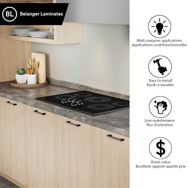 BL Dimensions Roca Bosco Laminated Counter Top 72 x 25.25-in - Grey Marble