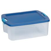 Sterlite Storage Bin with Label - Polypropylene - 45-Litre - Clear and True Blue