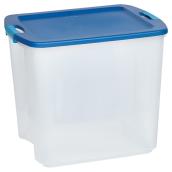 Boîte de rangement avec étiquette, 98 l, clair/bleu franc