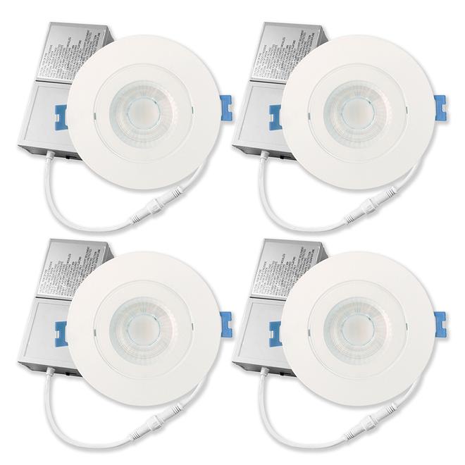 Ensemble de lumières encastrées Leadvision SLED, intensité réglable, 4 po, blanc, 4 unités