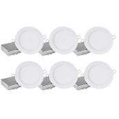Leadvision Recessed LED Light Fixture with Remote Junction Box - Slim Pro - Dimmable - 6-in - White - 6/Pack