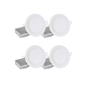 Leadvision Ultra-Slim Recessed LED 4-Ceiling Light Kit - Remote Junction Box - 3-in - White