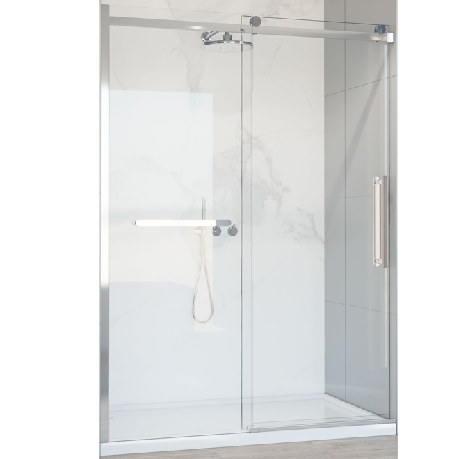 Hades Allen + Roth Clear Glass Sliding Alcove Shower Door with Chrome Hardware 60-in