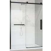 allen + roth 60-in Clear Glass Sliding Alcove Shower Door with Matte Black Hardware