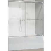 allen + roth 60-in Sliding Clear Glass Bath Shower Unit Door with Chrom Hardware
