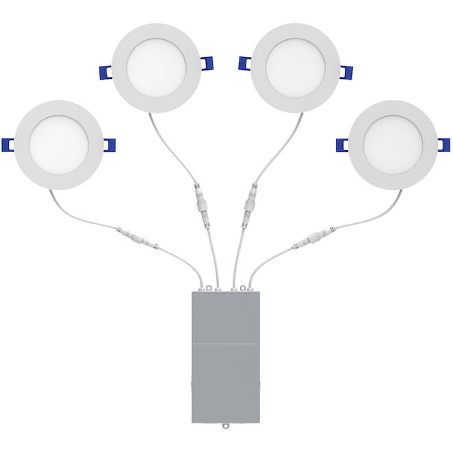 RONA Recessed LED White Lights of 4-in 10 W Round with 5-Colour Choice - Pack of 4