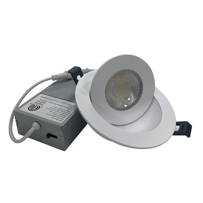 Luminaire encastré DEL intelligent RONA rond pivotable de 4 po 10 W avec intensité réglable, blanc