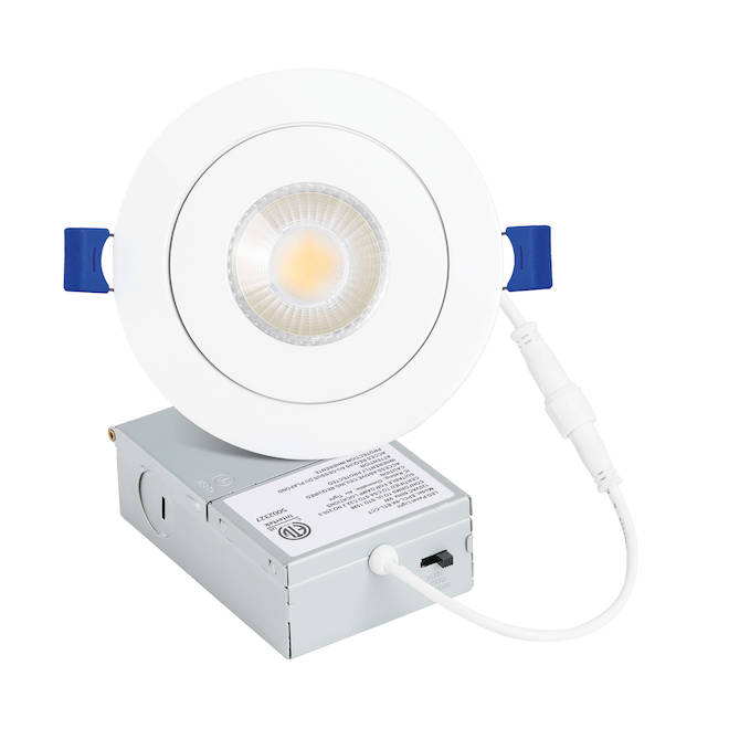 Lumières encastrées blanches DEL RONA rondes minces de 4 po 10 W avec instensité réglable, paquet de 4