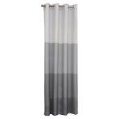 Rideau à anneaux imitation soie, rayé 3 tons, gris