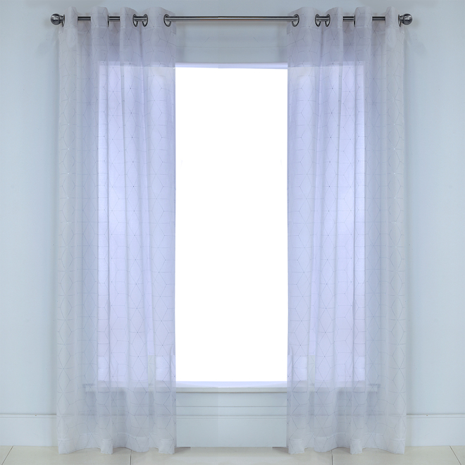 Astra Grommet Curtain - Polyester - 52-in x 84-in - White Silver