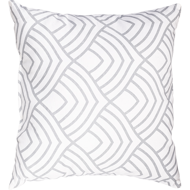Coussin décoratif, polyester, 18" x 18", blanc/gris
