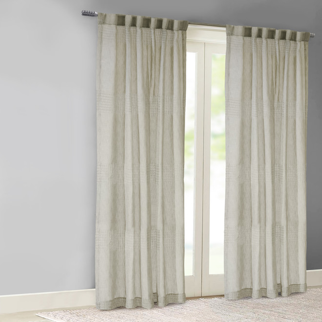 Lindsey Light-Filtering Back Tab Curtain - Polyester - 52-in x 84-in - Linen
