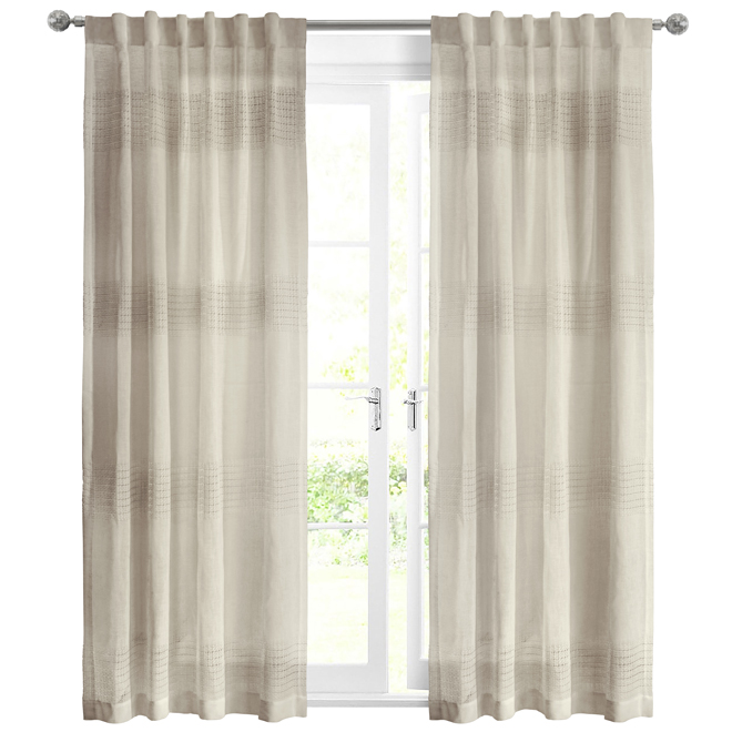 Lindsey Light-Filtering Back Tab Curtain - Polyester - 52-in x 84-in - Linen