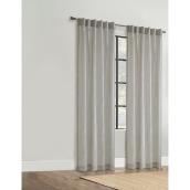 Emma Light-Filtering Back Tab Curtain Panel - Polyester - 52-in x 95-in - Grey