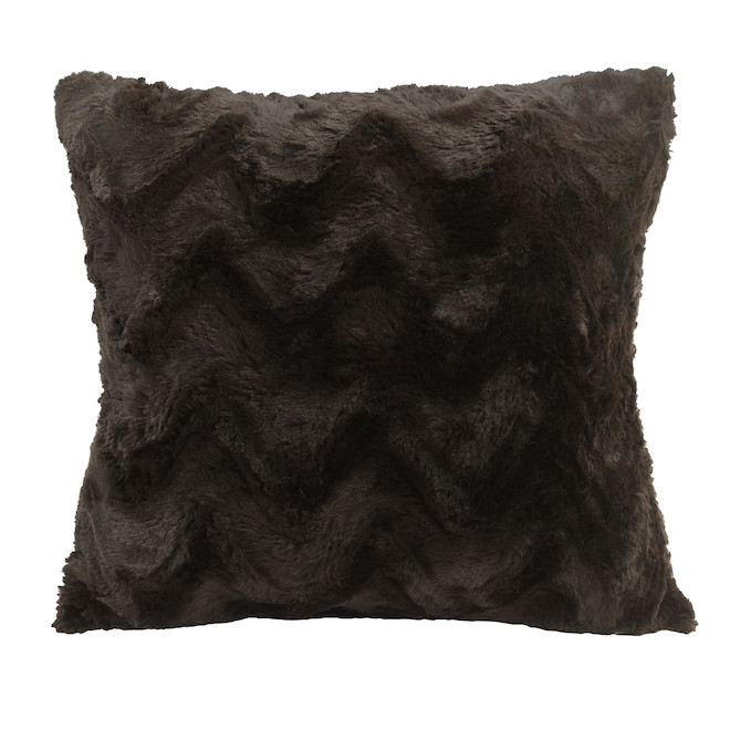 Signature Faux Fur Decorative Throw Pillow 18-in x 18-in - Brown