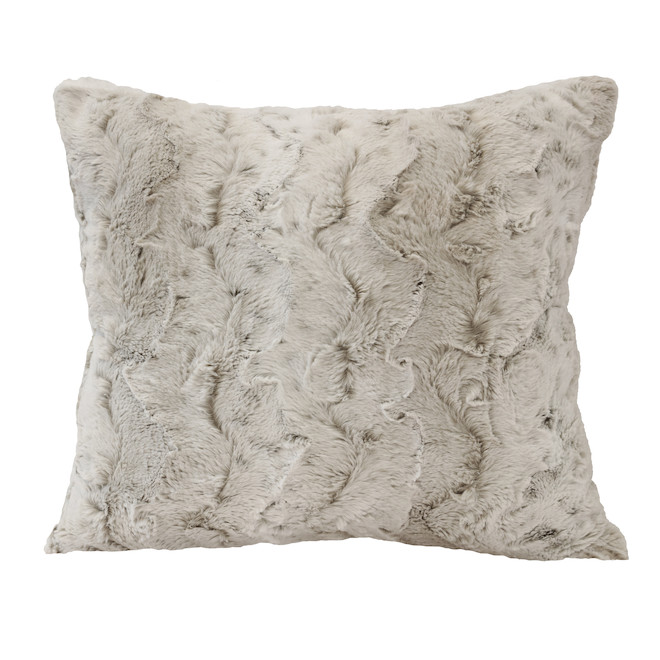 Signature Faux Fur Decorative Throw Pillow 18-in x 18-in - Taupe