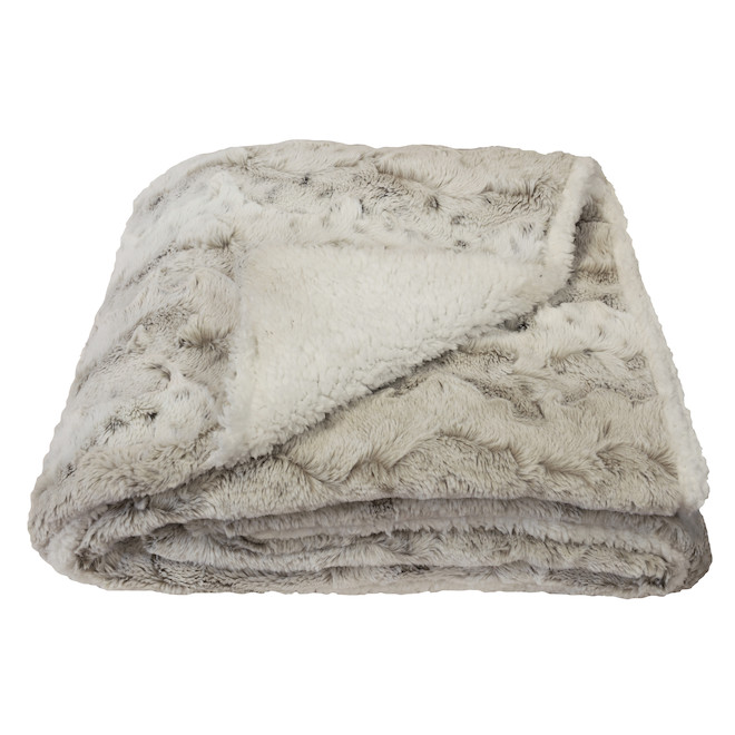 Signature Faux Fur and Sherpa Throw Blanket 50-in x 60-in - Taupe