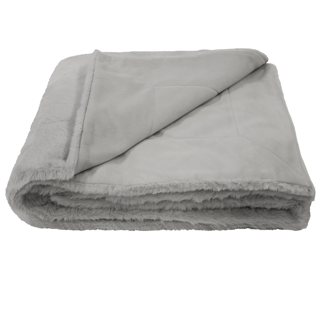 Signature 50-in x 60-in Grey Faux Fur Throw