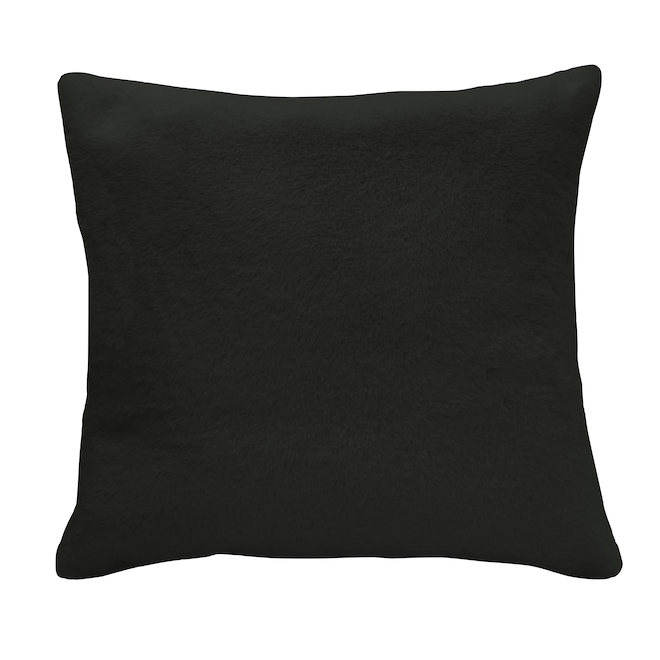 Signature 18-in x 18-in Black Faux Fur Cushion