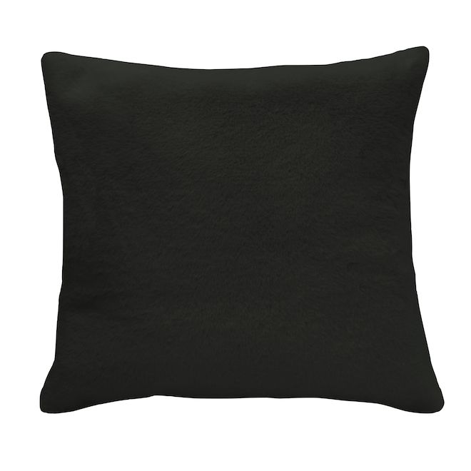 Signature Square 18-in Black Rabbit Faux Fur Cushions - 2/Pack