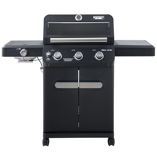Image of Monument Grills | Mesa 3-Burner Propane Gas Grill 36,000-Btu, Black With Side Sear Burner And Clearview Lid | Rona