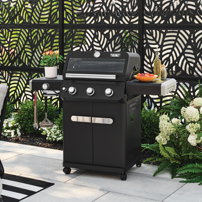 Gril au gaz propane Mesa de Monument Grills 3 brûleurs 36 000 BTU, noir