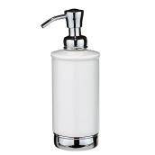 InterDesign York Pump Soap Dispenser - Ceramic - Chrome - White - 2 1/2-in dia x 7 3/4-in H