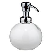 InterDesign York Pump Liquid Soap Dispenser - Ceramic - Stainless Steel - Sphere-Shaped - White