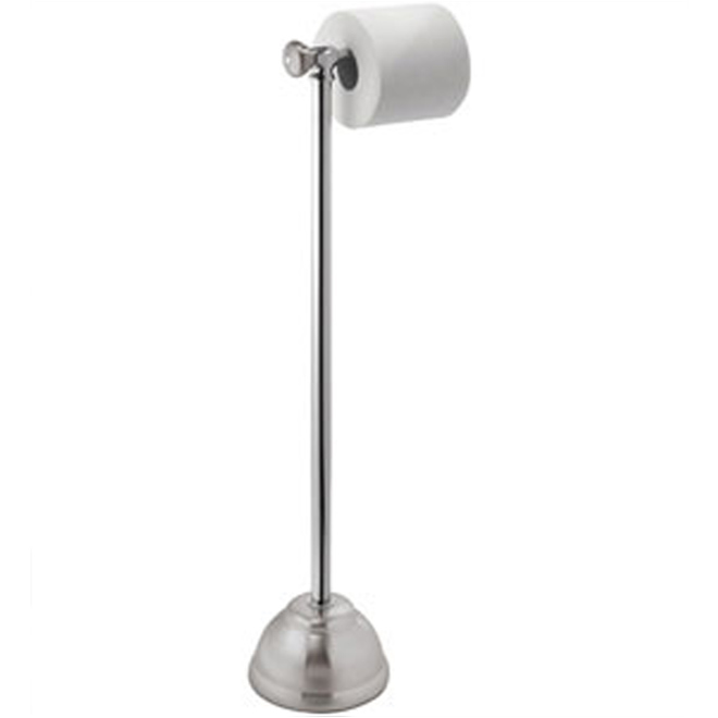 Interdesign Pedestal Toilet Paper Holder - Metal - Brushed and Polished Chrome -  Foam Base