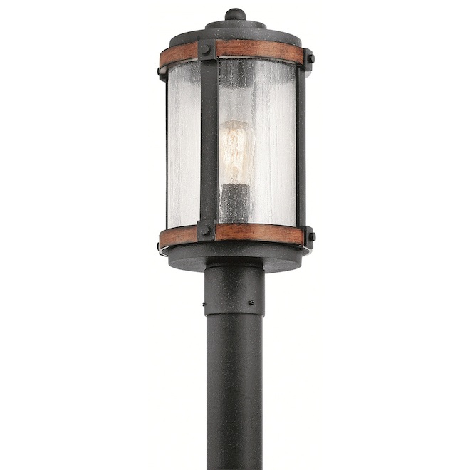 Image of Kichler | Barrington 1-Light Outdoor Lamp Post - 60W - Black And Wood Finish | Rona