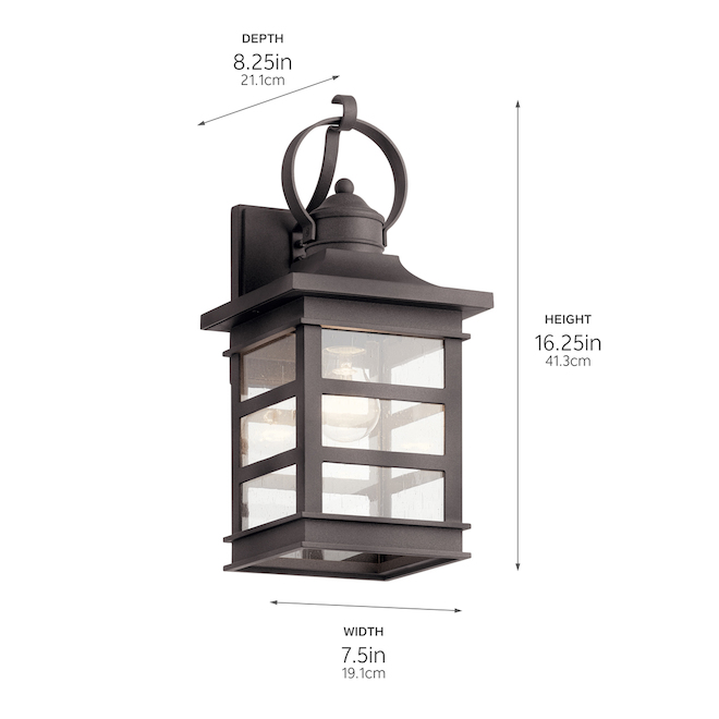 Kichler Outdoor 1-Light Rustic Wall Sconce - Zinc - 60W - 16.25-in