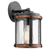 Kichler Outdoor Wall Sconce - Black and Wood Finish - 1-Light - 10-in