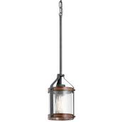 Kichler Barrinton Vintage Black and Wood Finish Pendant Light - 1-Light - 60W