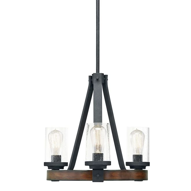 Kichler Barrington 18-in x 16.5-in 3-Light Black Metal Pendant Light