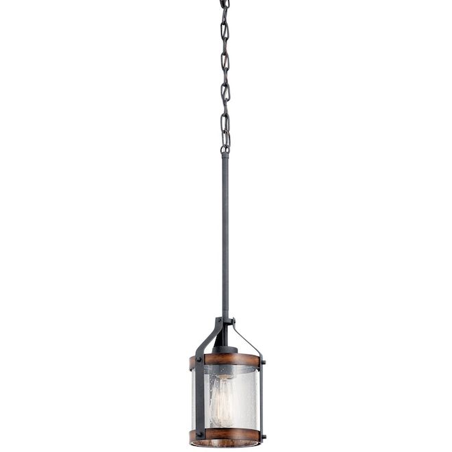 Kichler Barrington 5.5-in x 10-in x 5.5-in 1-Light Black Metal Pendant Light